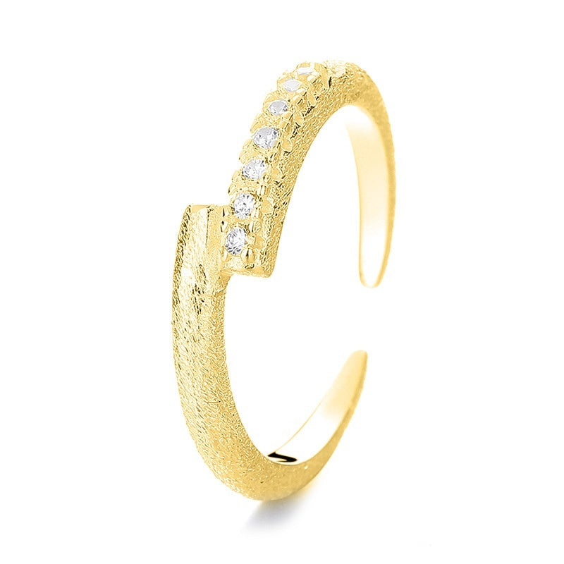 Anillo de plata de ley 925 con riel cepillado y cruz de estrella para mujer