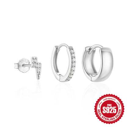 Conjunto de pendientes clásicos de alta gama con temperamento en plata de ley 925 para mujer