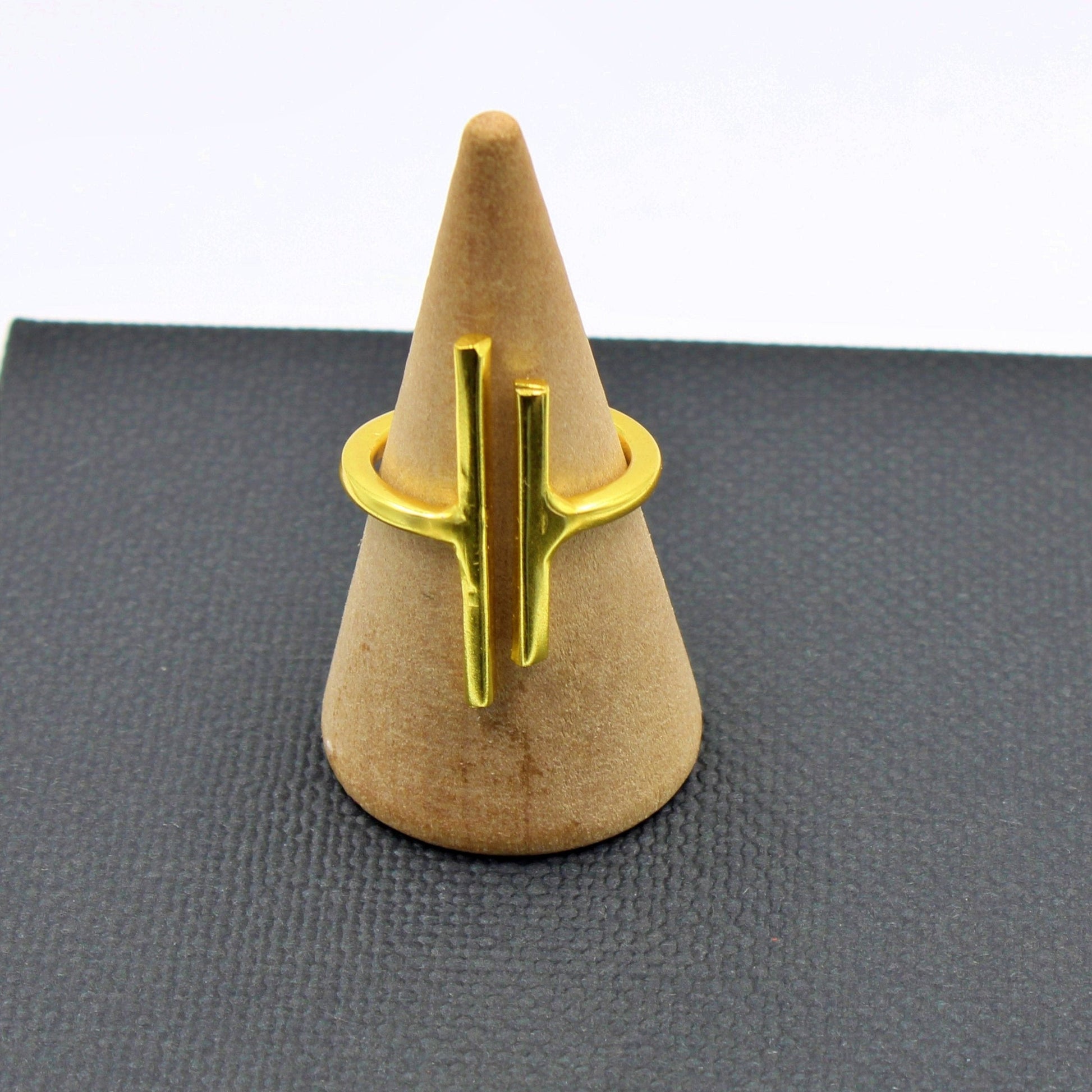 Anillo LINE ART bañado en oro-0