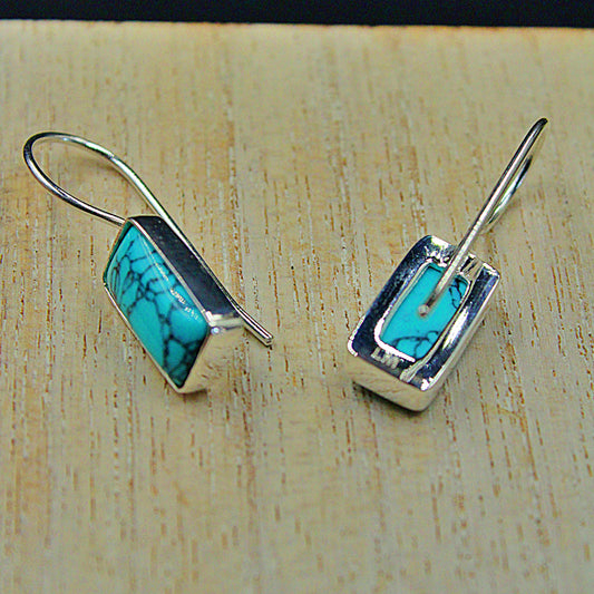 Pendientes TURQUOISE de diseño bañados en plata-0