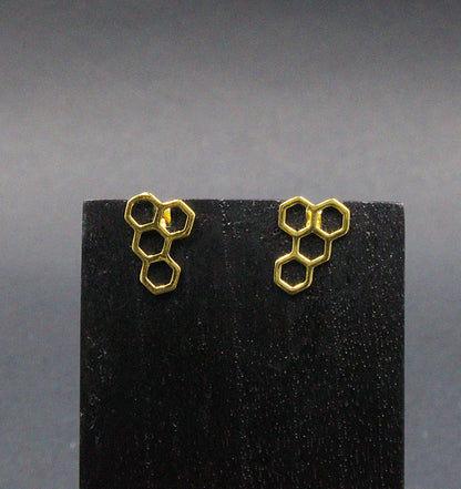 Pendientes PANAL en plata bañados en oro-1