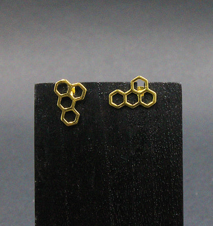 Pendientes PANAL en plata bañados en oro-2