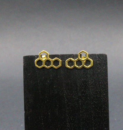 Pendientes PANAL en plata bañados en oro-3