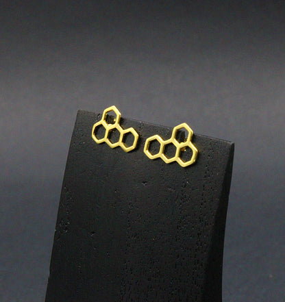 Pendientes PANAL en plata bañados en oro-4