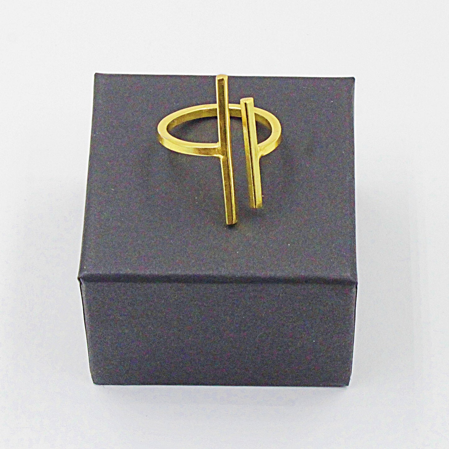 Anillo LINE ART bañado en oro-1