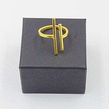 Anillo LINE ART bañado en oro-1