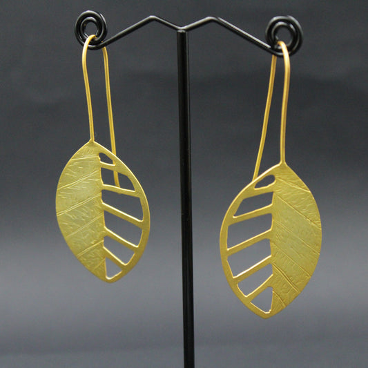 Pendientes FEUILLE bañados en oro-0